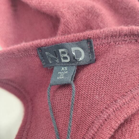 NBD Revolve Waist Tie Knit Racerback Tank Bodycon Dress Burgundy Maroon Size XS - Picture 4 of 6